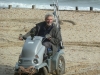 John Cuthbertson making tracks in the sand